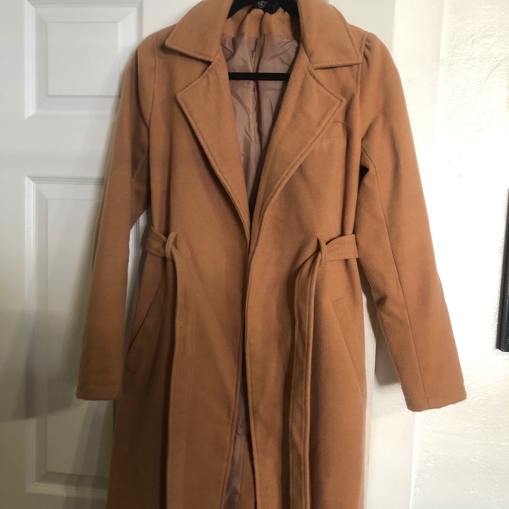 Missguided Camel tan long maxi coat
